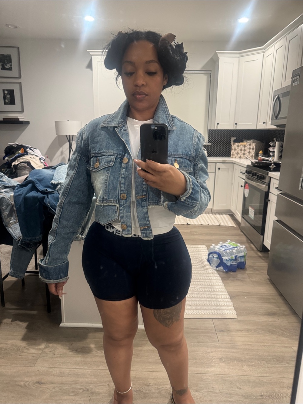 Blue Denim Cropped Jacket